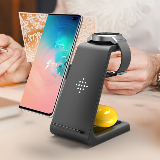 3-in-1 Fast Charging Station- Charge Phone + Watch + Earbuds at Once