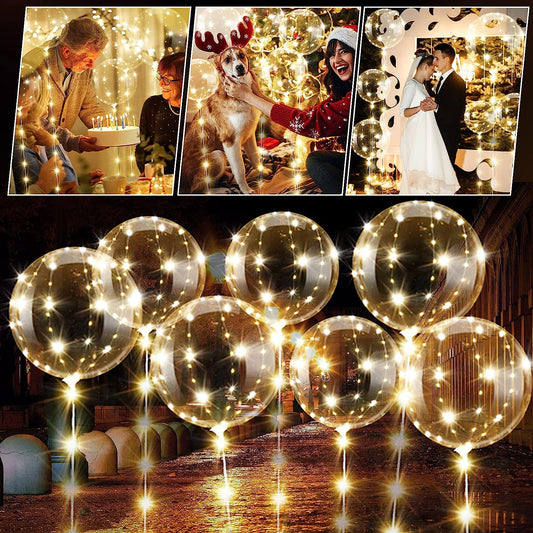 10PCS LED Light Up Balloons – Clear Helium Glow Balloons with String Lights for Birthday, Wedding, Party & Home Decor