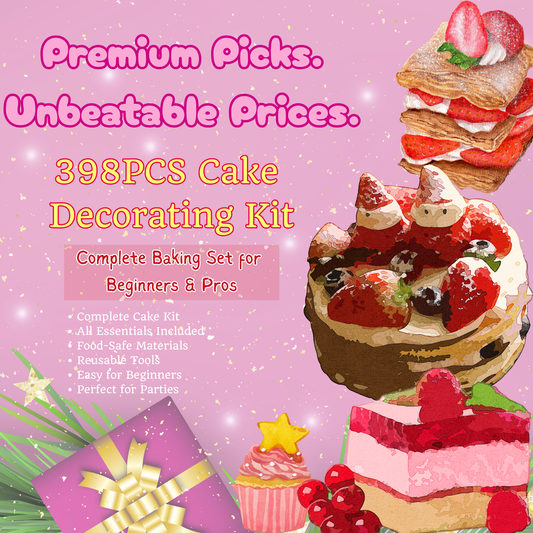 398PCS Cake Decorating Kit – Complete Baking Set for Beginners & Pros